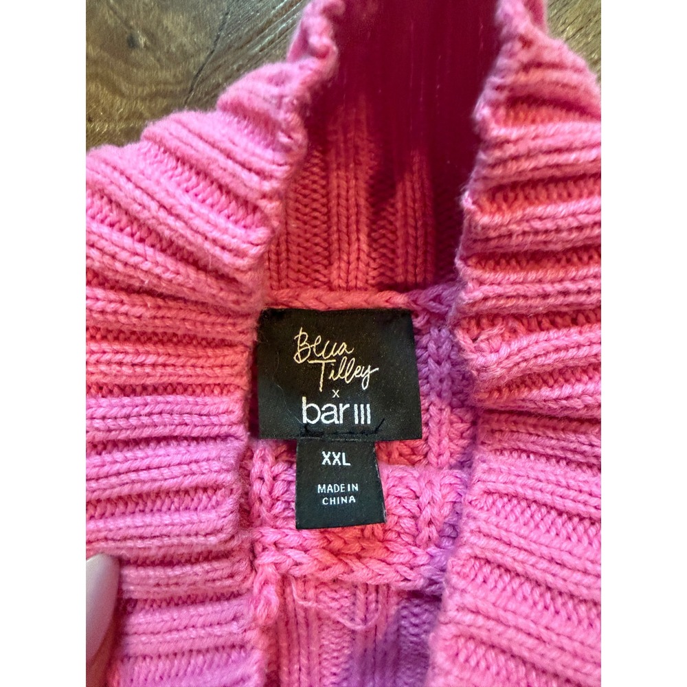 Becca Tilley x Bar III Pink Chunky Knit Cropped Sweater Mock Neck XXL - Picture 3 of 5